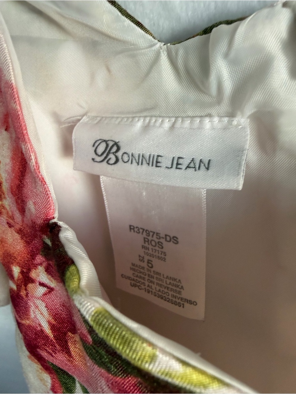 Bonnie Jean Pink Floral Cold-Shoulder Party Dress with Bow Size 5 - Picture 3 of 4
